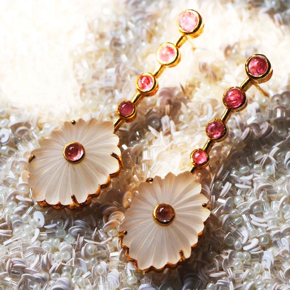 Carved Crystal and Rubellite Earrings-min Carved Crystal and Rubellite Earrings-min