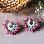 Carved Leaves Ruby Earrings