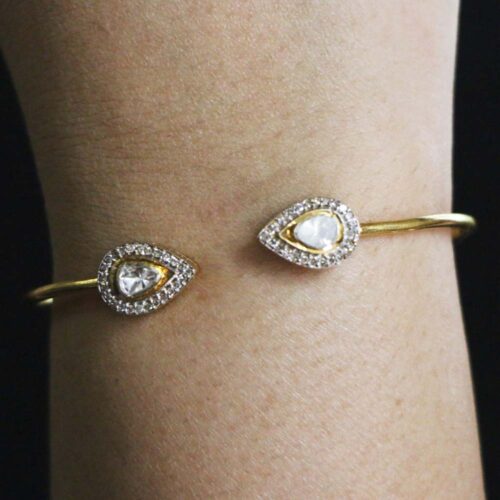 'Cyra' Polki Diamond Open Bangle 2