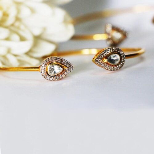 Cyra Polki Diamond Open Bangle-min